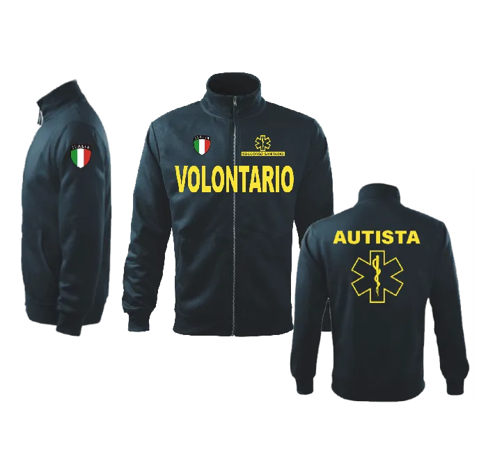 Felpa Personalizzabile Zip | Soccorritore Infermiere Autista 112 Medico OSS | Grande Fronte Retro