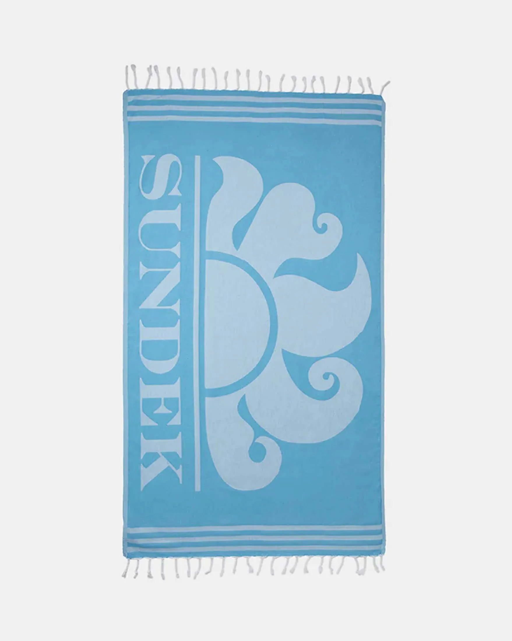 Telo mare azzurro in tela fouta di cotone con maxi logo bianco