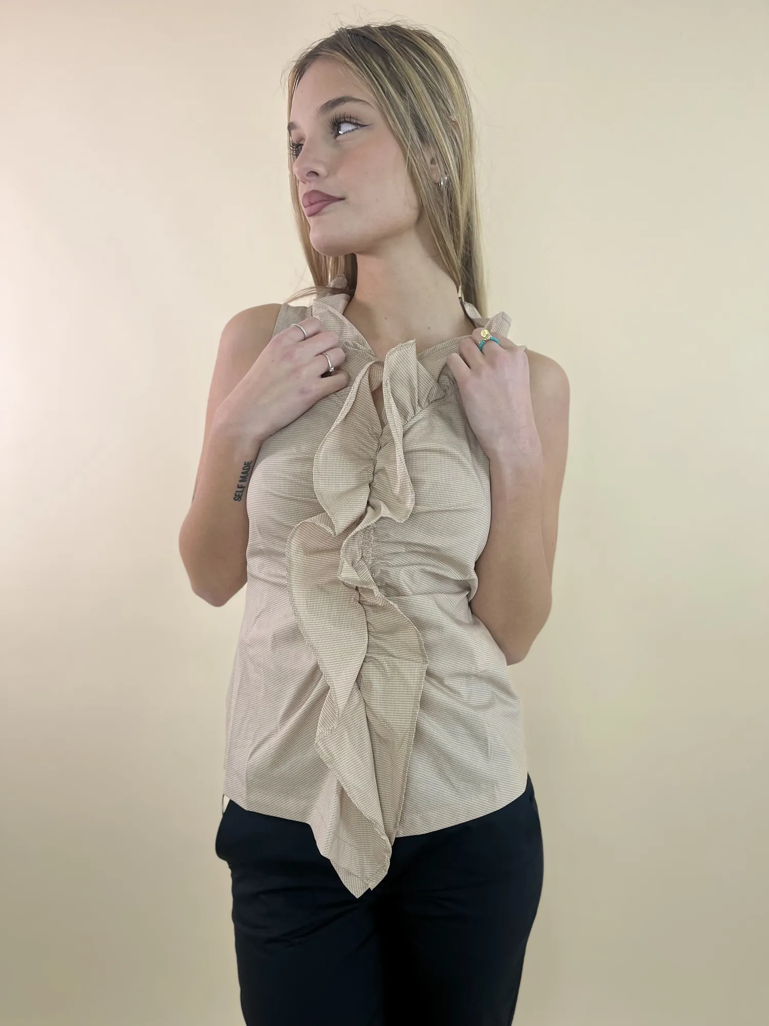 Top con rouches check Angolo – Emme di Marella